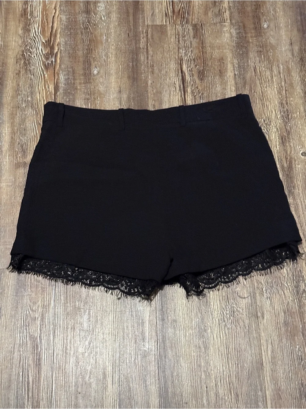 Diane Von Furstenberg Yara Lace Trim Shorts Women's 10 Black High Rise Stretch